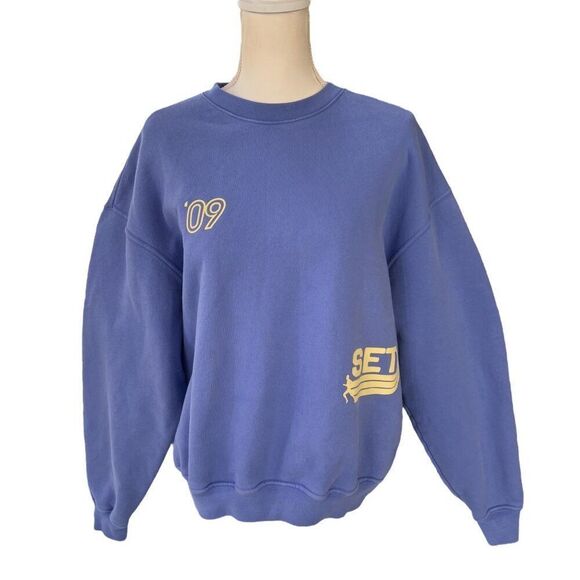 SET ACTIVE Tops - Set Active '09 Oversized Deep Pile Crewneck Sweatshirt Blue Size Small